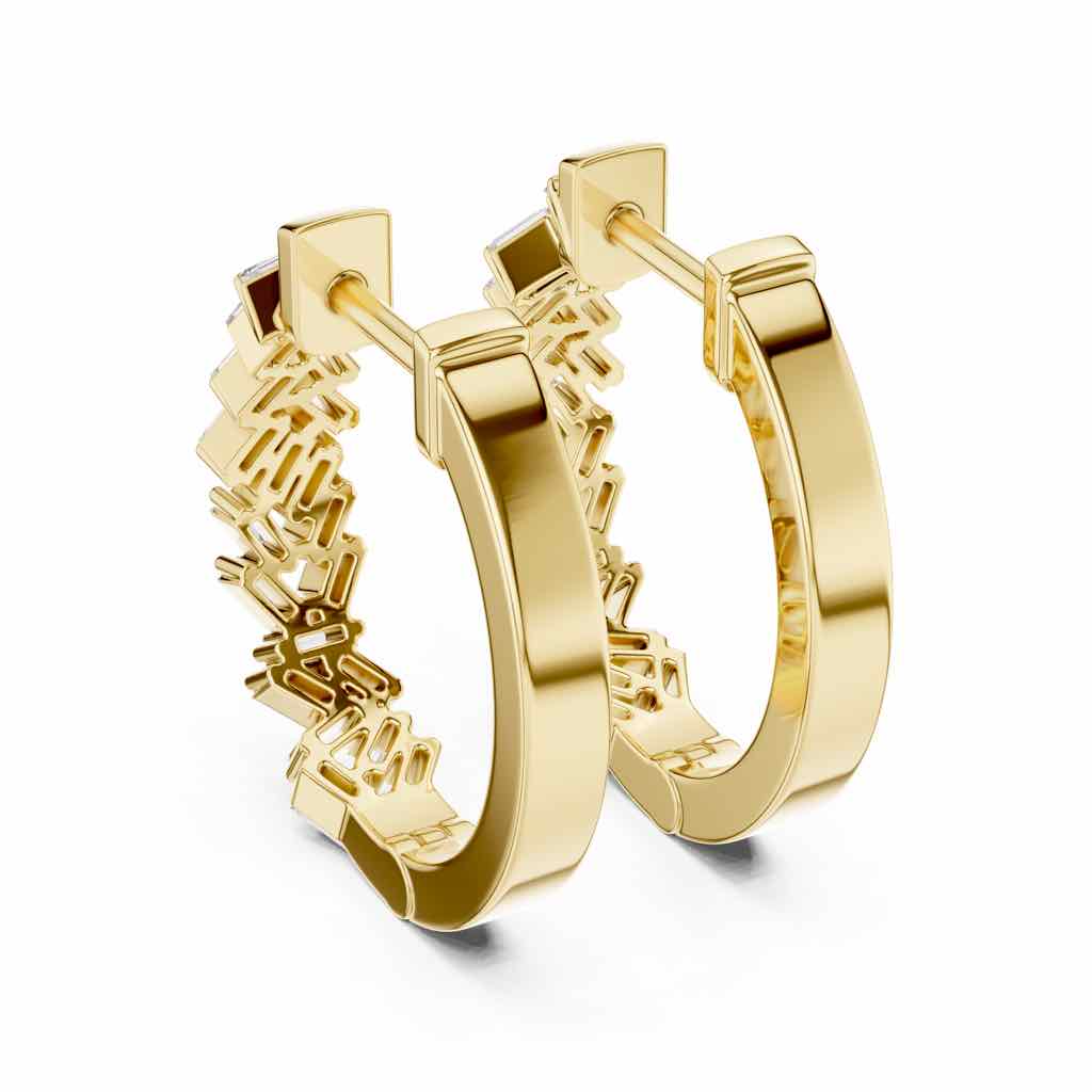 Art Deco Baguette Diamond Hoop Earrings with Lab-Grown Diamonds