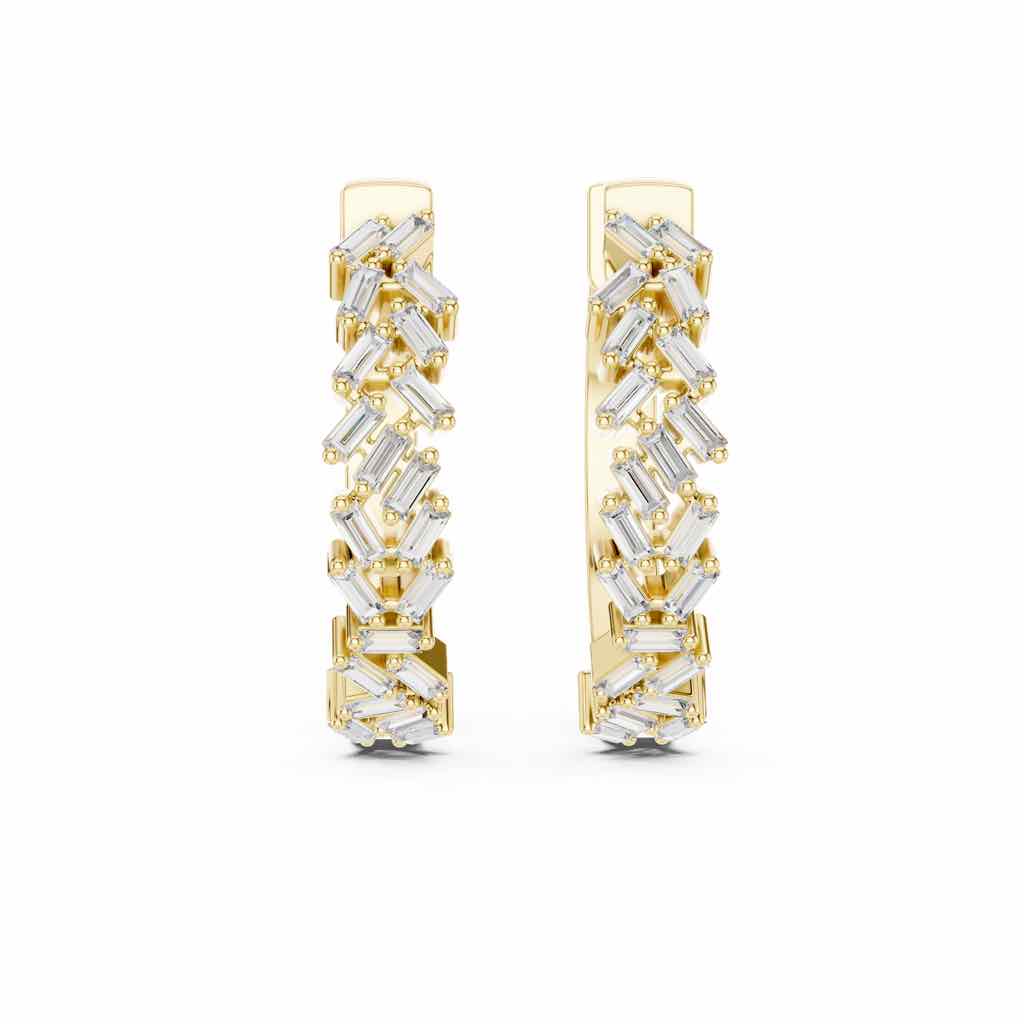 Art Deco Baguette Diamond Hoop Earrings with Lab-Grown Diamonds