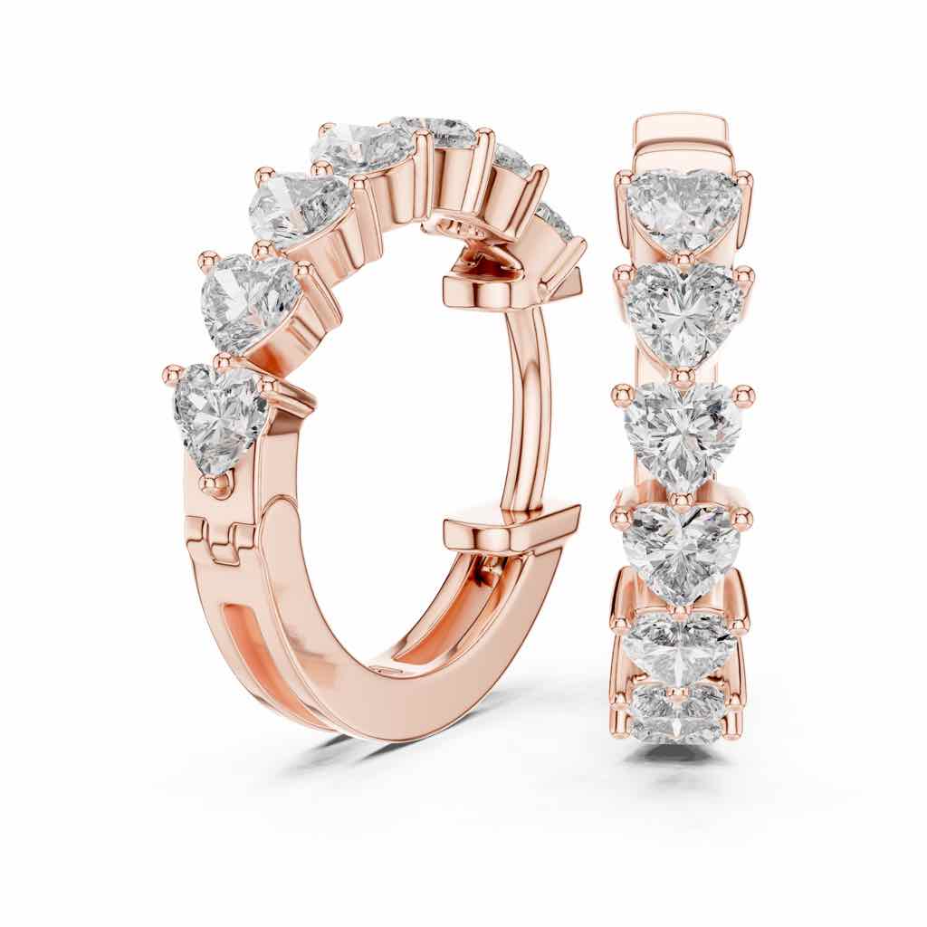 Heart-Cut Diamond Hoop Earrings with Lab-Grown Diamonds