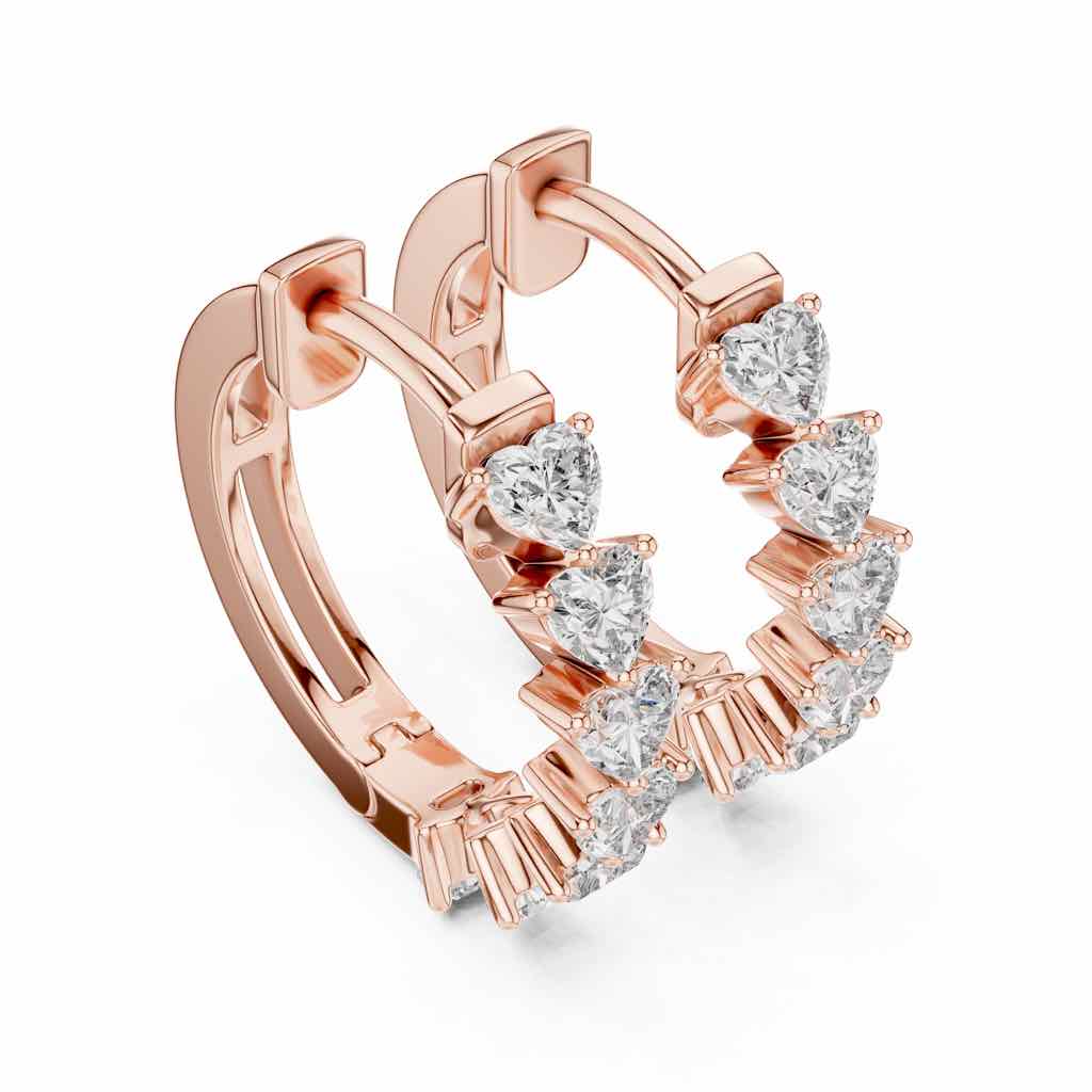 Heart-Cut Diamond Hoop Earrings with Lab-Grown Diamonds