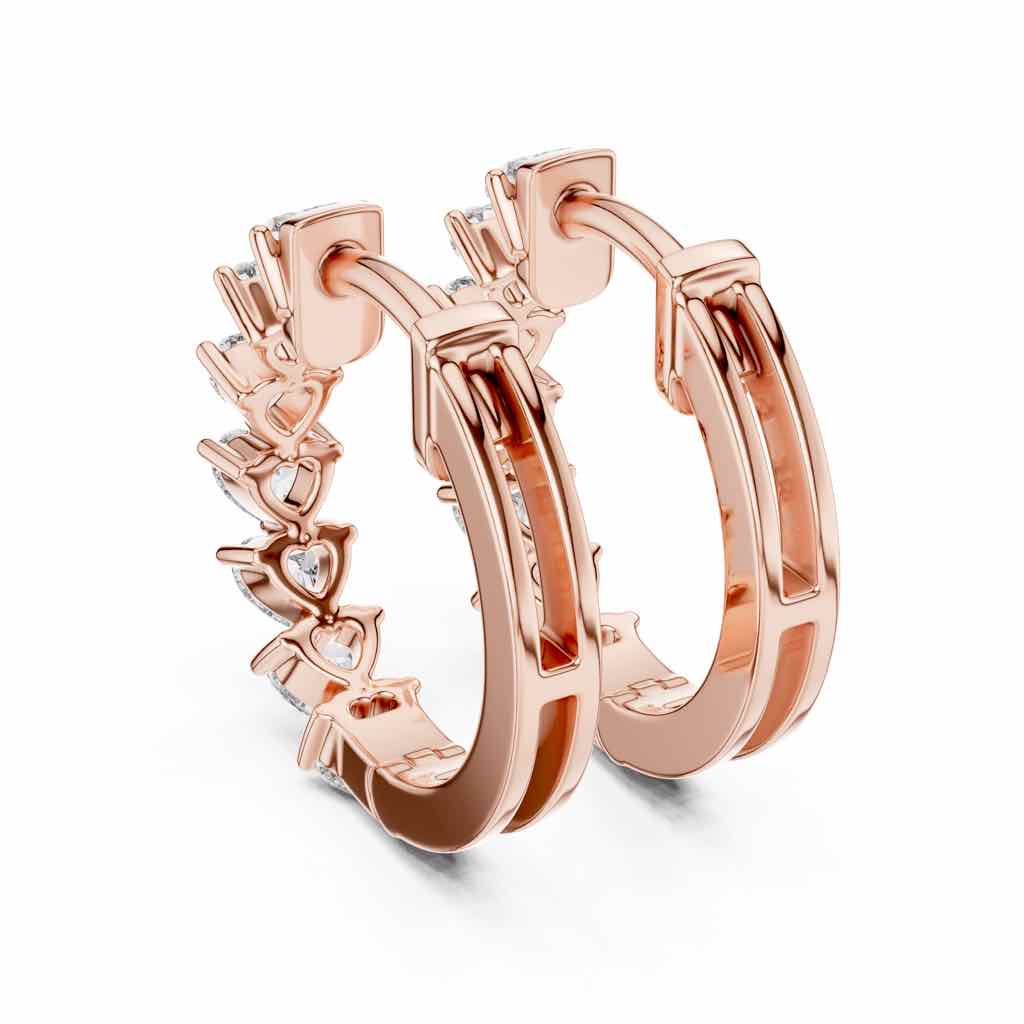 Heart-Cut Diamond Hoop Earrings with Lab-Grown Diamonds