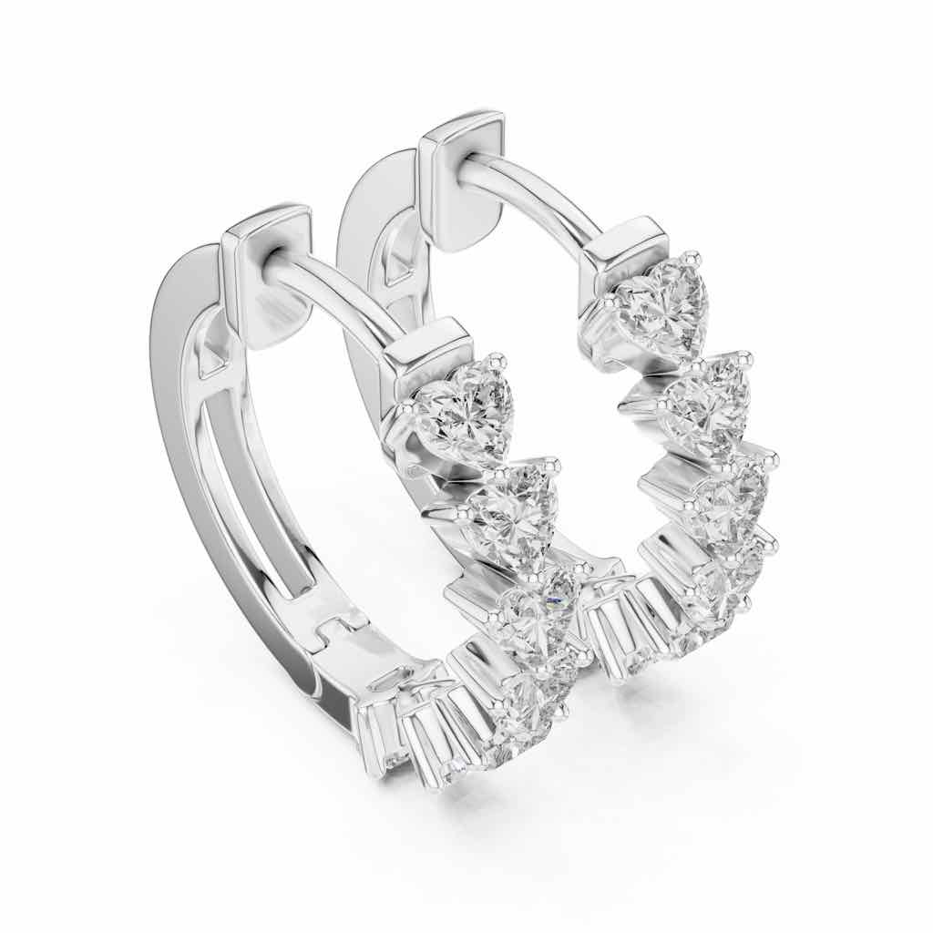 Heart-Cut Diamond Hoop Earrings with Lab-Grown Diamonds