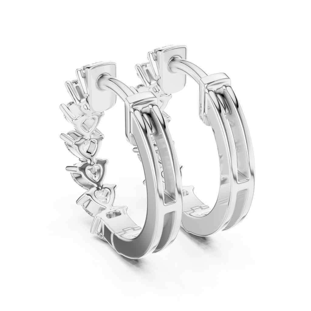 Heart-Cut Diamond Hoop Earrings with Lab-Grown Diamonds