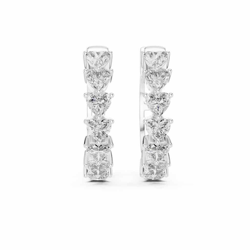 Heart-Cut Diamond Hoop Earrings with Lab-Grown Diamonds