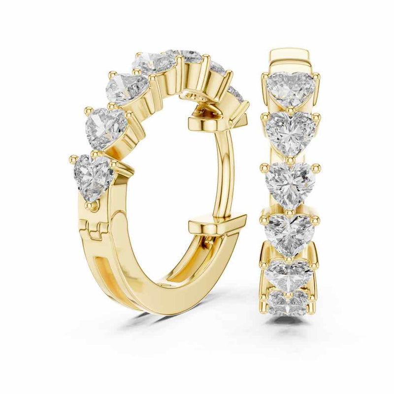 Heart-Cut Diamond Hoop Earrings with Lab-Grown Diamonds