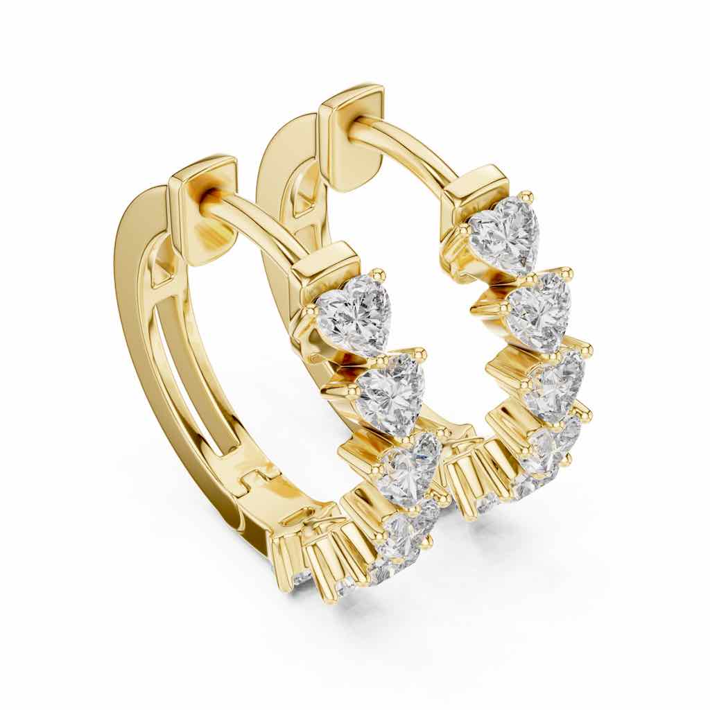 Heart-Cut Diamond Hoop Earrings with Lab-Grown Diamonds