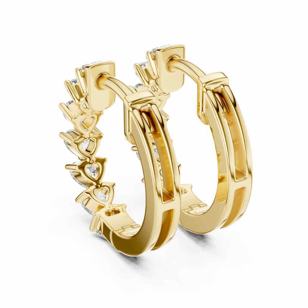 Heart-Cut Diamond Hoop Earrings with Lab-Grown Diamonds