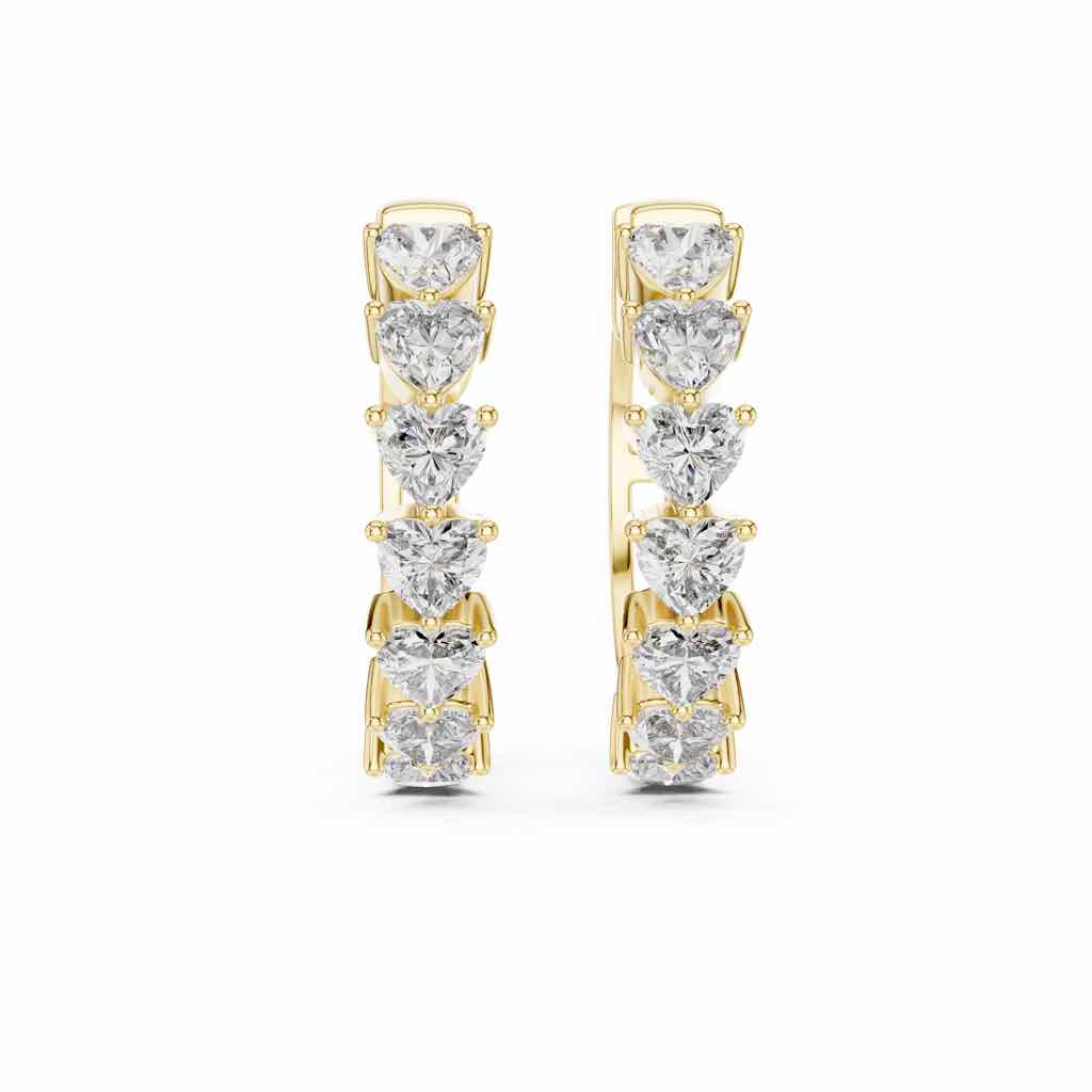 Heart-Cut Diamond Hoop Earrings with Lab-Grown Diamonds