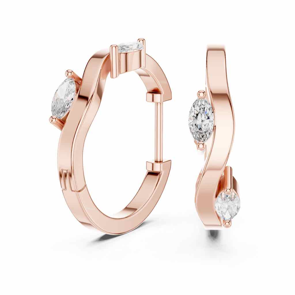 Floating Marquise Diamond Hoop Earrings with Lab-Grown Diamonds