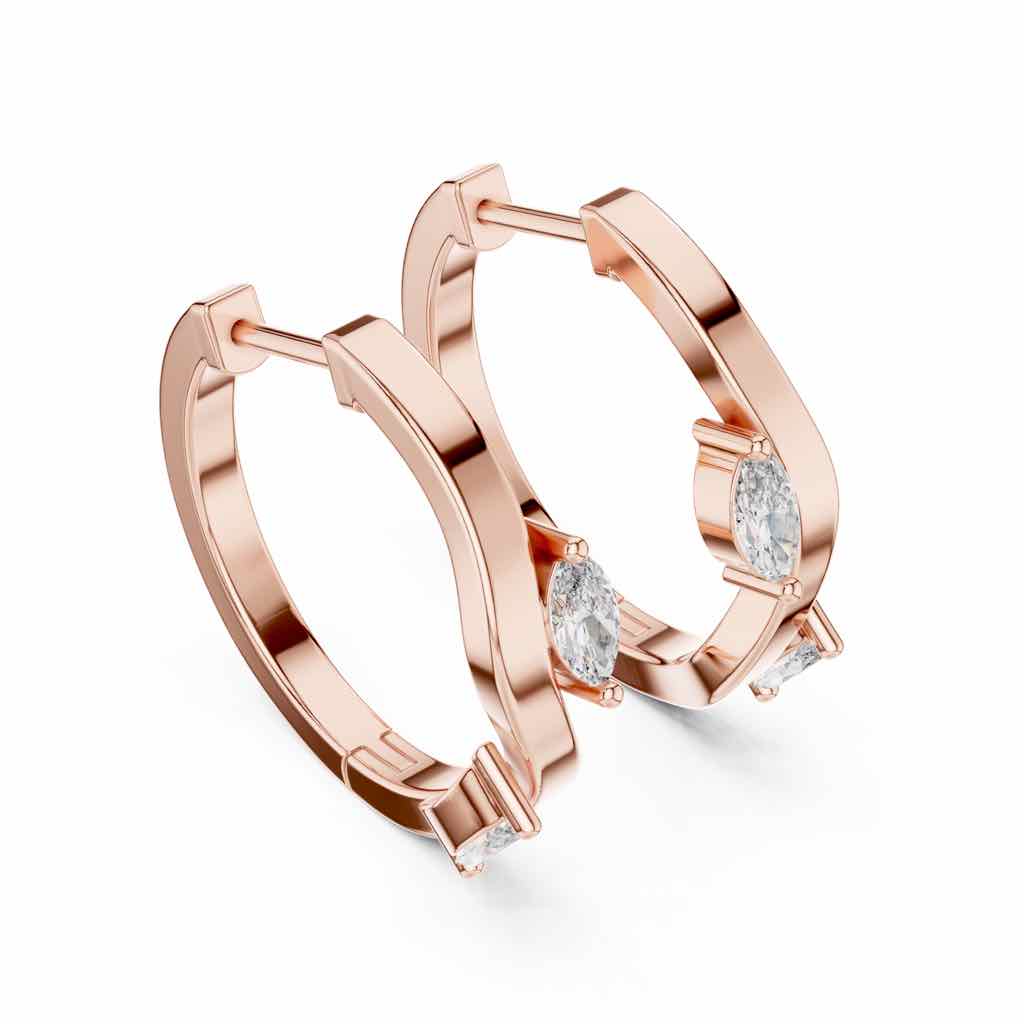 Floating Marquise Diamond Hoop Earrings with Lab-Grown Diamonds