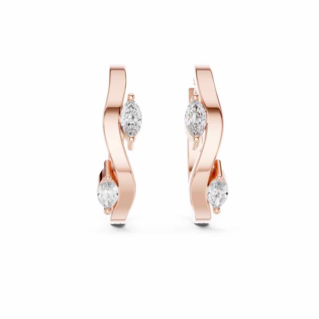 Floating Marquise Diamond Hoop Earrings with Lab-Grown Diamonds
