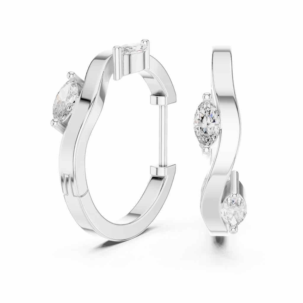 Floating Marquise Diamond Hoop Earrings with Lab-Grown Diamonds
