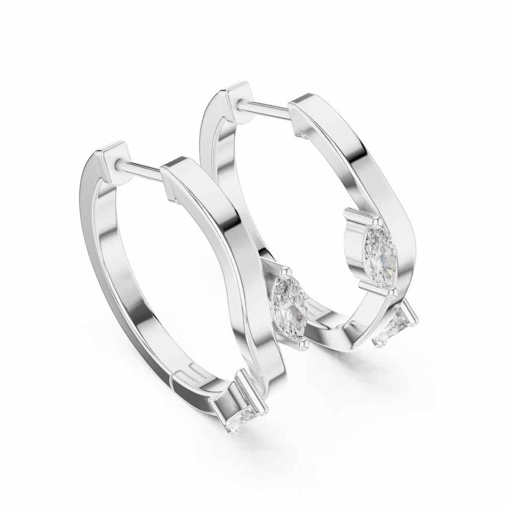 Floating Marquise Diamond Hoop Earrings with Lab-Grown Diamonds