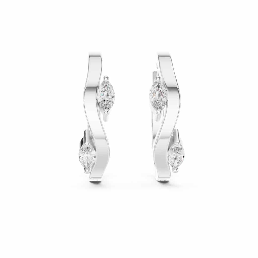 Floating Marquise Diamond Hoop Earrings with Lab-Grown Diamonds