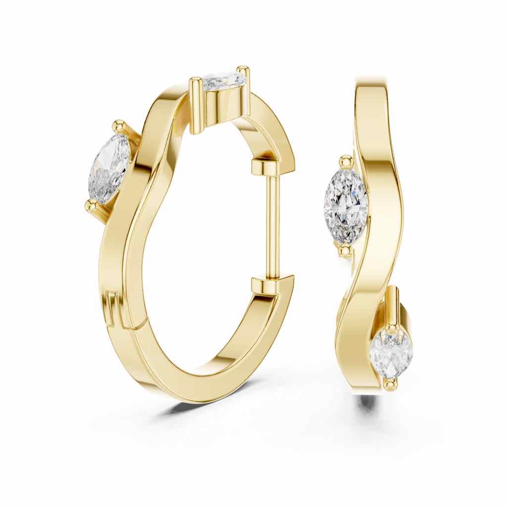 Floating Marquise Diamond Hoop Earrings with Lab-Grown Diamonds