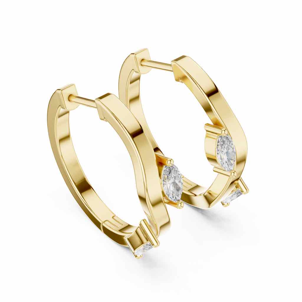 Floating Marquise Diamond Hoop Earrings with Lab-Grown Diamonds