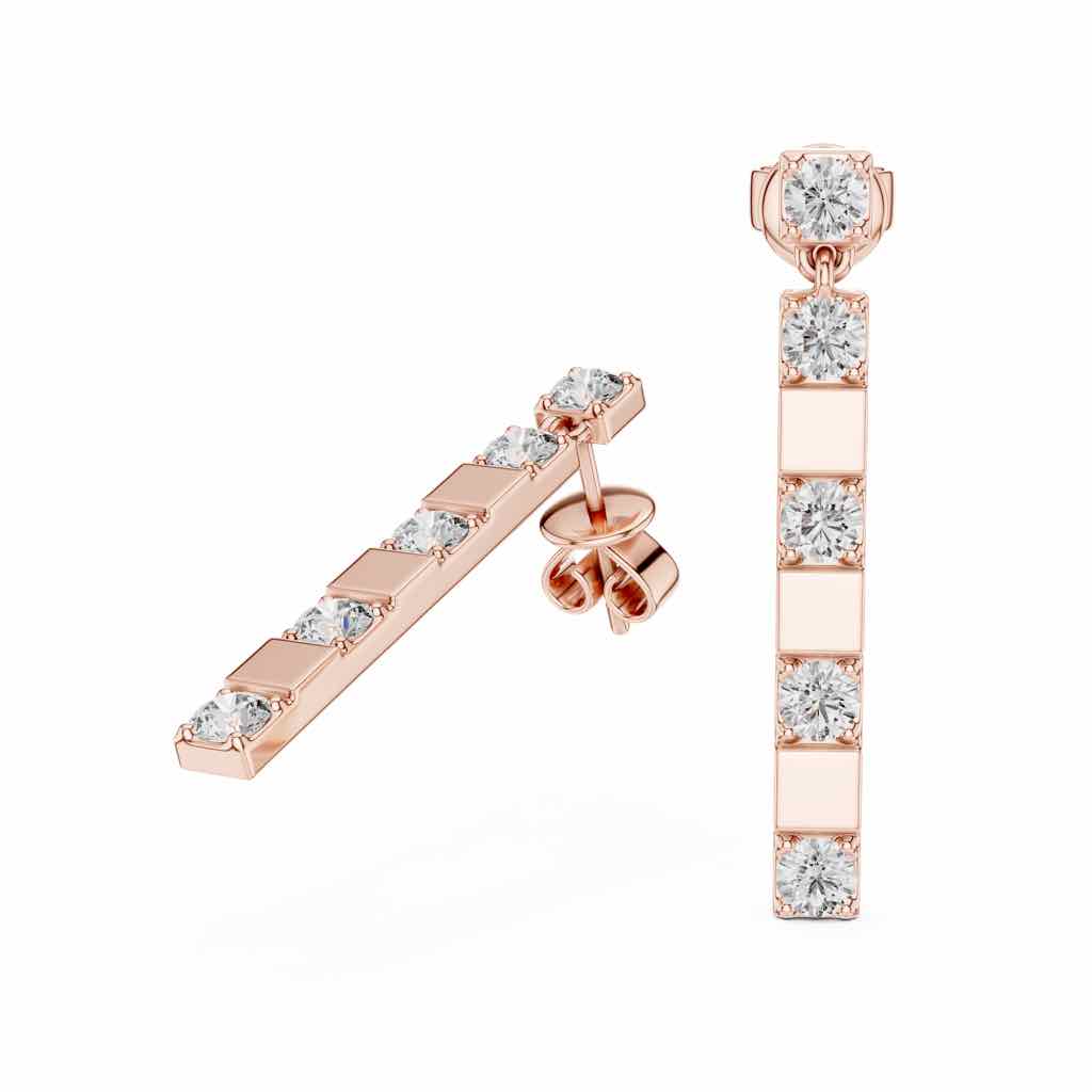 Linear Five-Stone Diamond Drop Earrings with Lab-Grown Diamonds