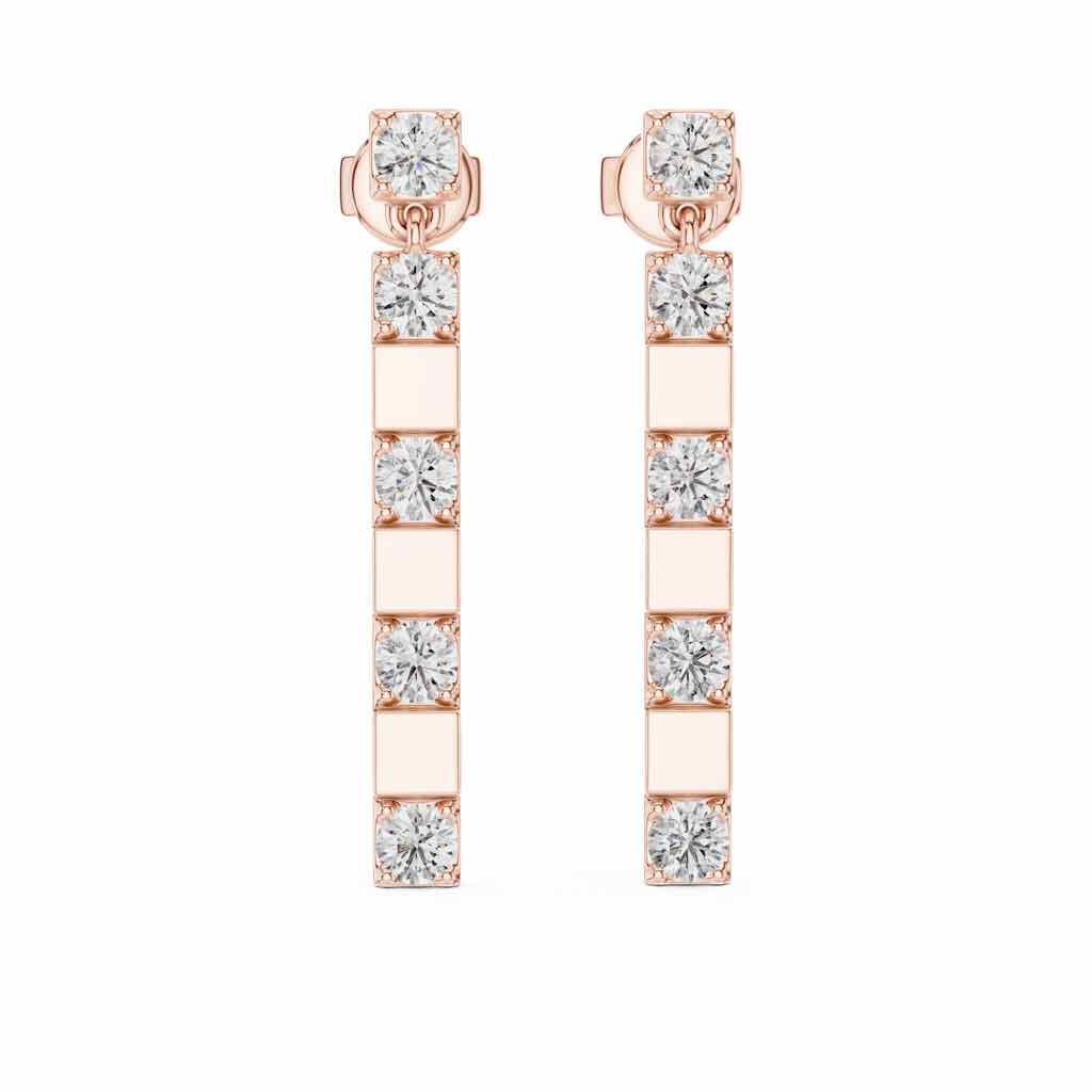 Linear Five-Stone Diamond Drop Earrings with Lab-Grown Diamonds