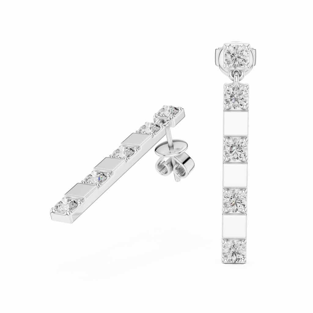 Linear Five-Stone Diamond Drop Earrings with Lab-Grown Diamonds