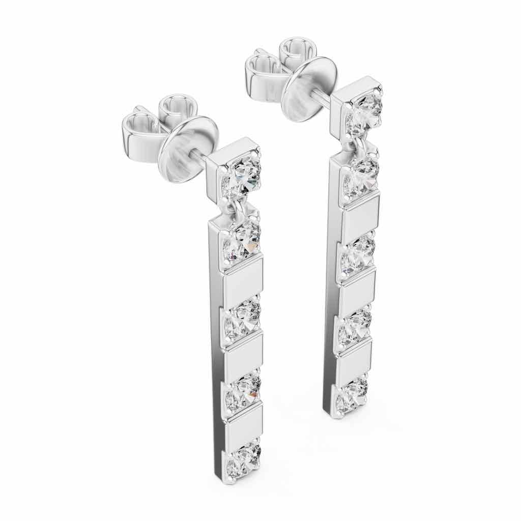 Linear Five-Stone Diamond Drop Earrings with Lab-Grown Diamonds