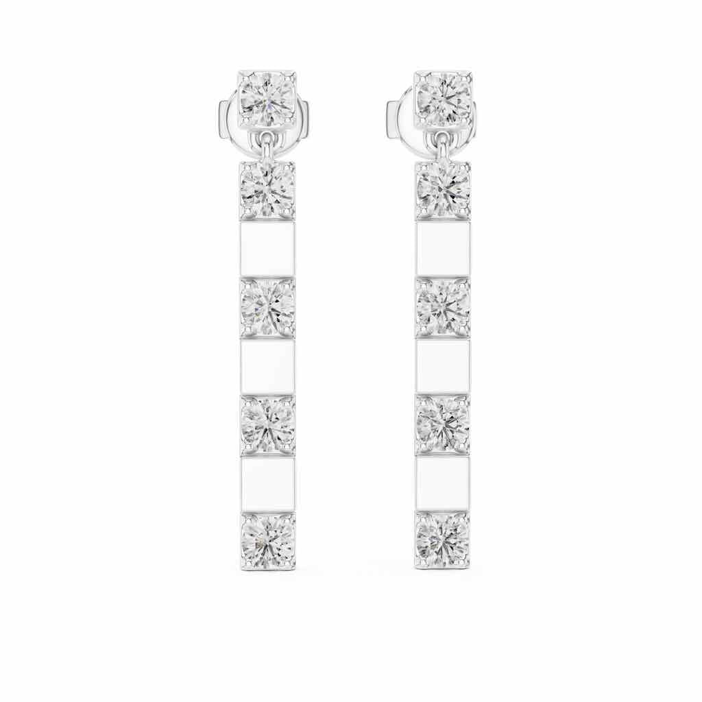 Linear Five-Stone Diamond Drop Earrings with Lab-Grown Diamonds