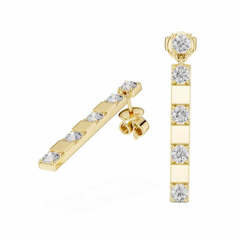 Linear Five-Stone Diamond Drop Earrings with Lab-Grown Diamonds
