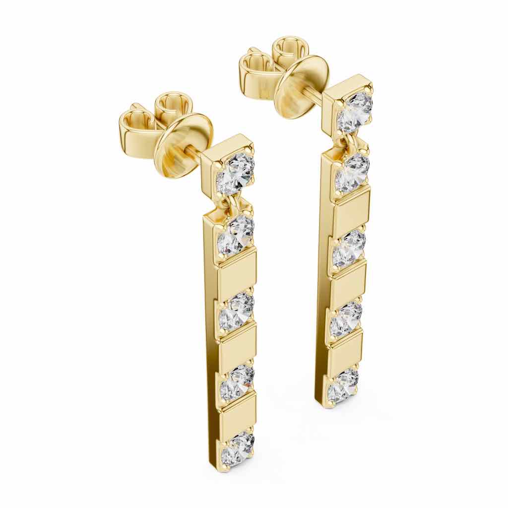 Linear Five-Stone Diamond Drop Earrings with Lab-Grown Diamonds