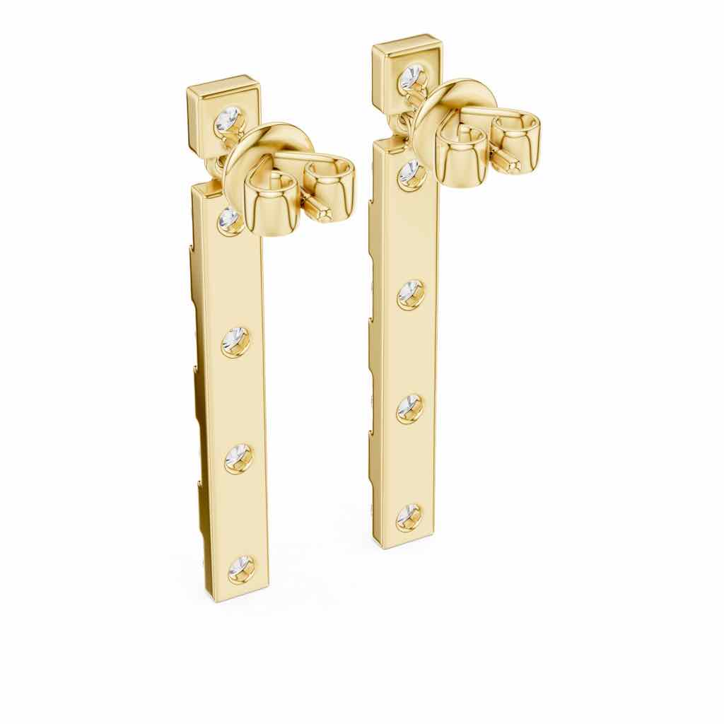 Linear Five-Stone Diamond Drop Earrings with Lab-Grown Diamonds