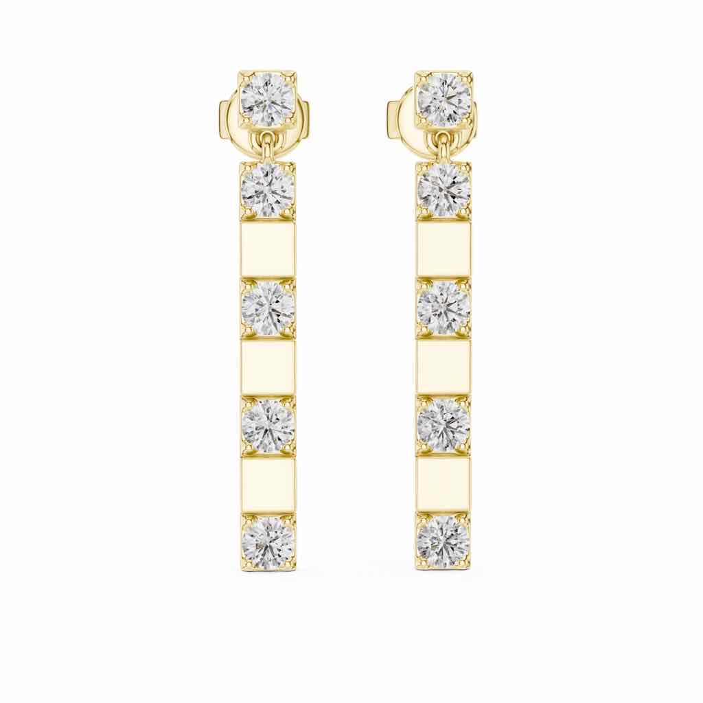 Linear Five-Stone Diamond Drop Earrings with Lab-Grown Diamonds