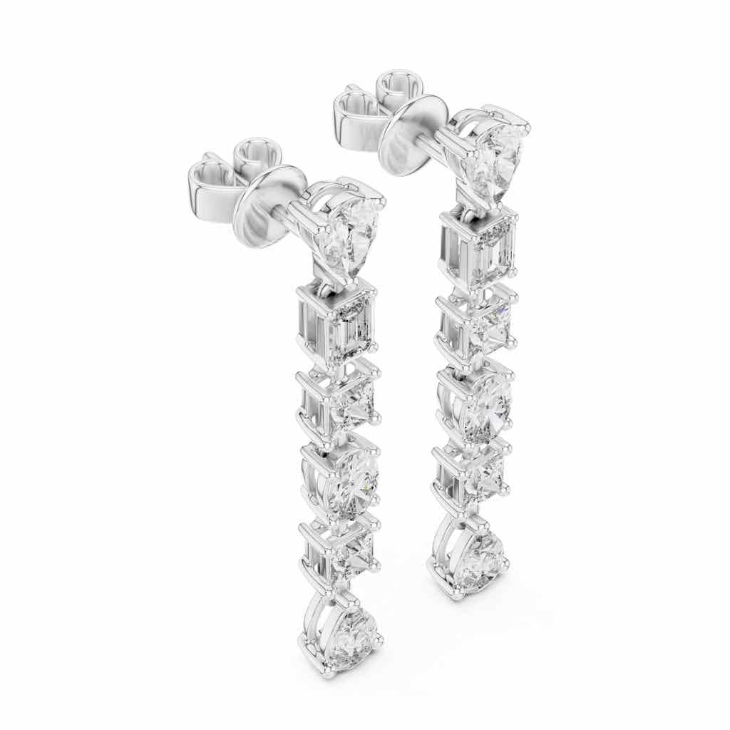 Mixed-Cut Linear Diamond Drop Earrings with Lab-Grown Diamonds