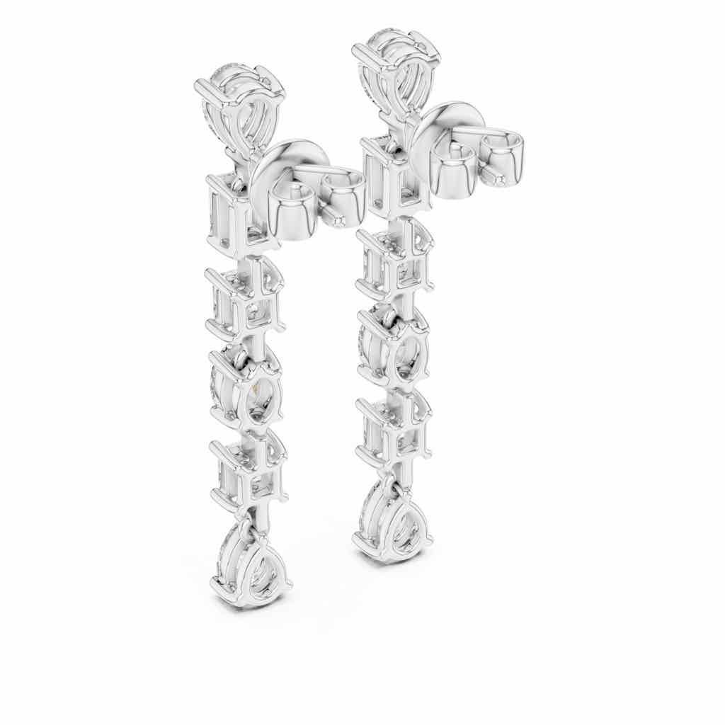 Mixed-Cut Linear Diamond Drop Earrings with Lab-Grown Diamonds