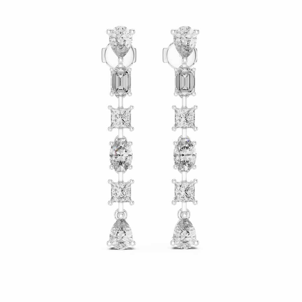 Mixed-Cut Linear Diamond Drop Earrings with Lab-Grown Diamonds