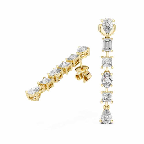 Mixed-Cut Linear Diamond Drop Earrings with Lab-Grown Diamonds