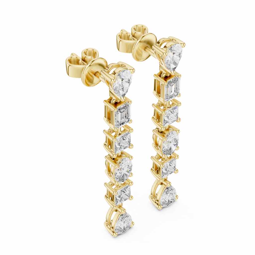Mixed-Cut Linear Diamond Drop Earrings with Lab-Grown Diamonds