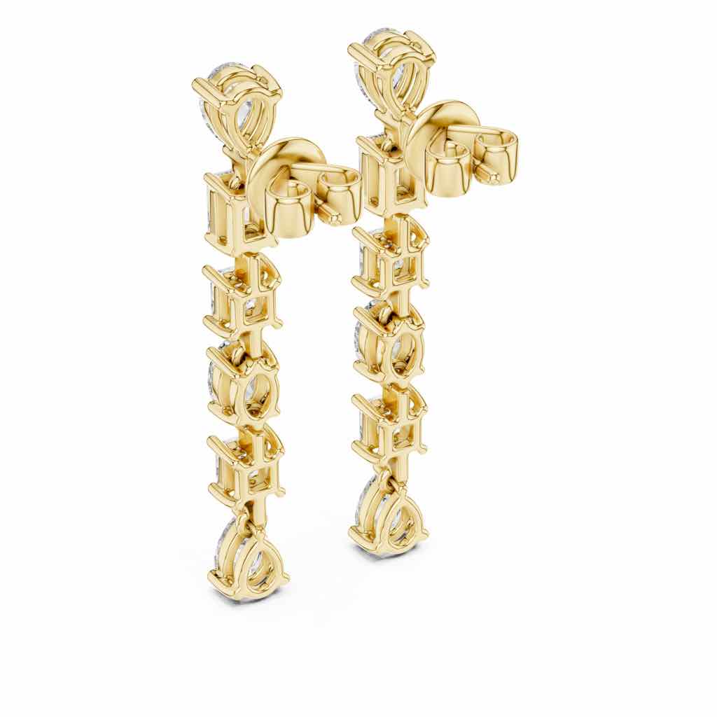 Mixed-Cut Linear Diamond Drop Earrings with Lab-Grown Diamonds