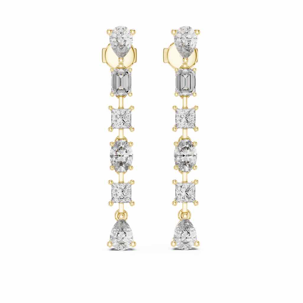 Mixed-Cut Linear Diamond Drop Earrings with Lab-Grown Diamonds