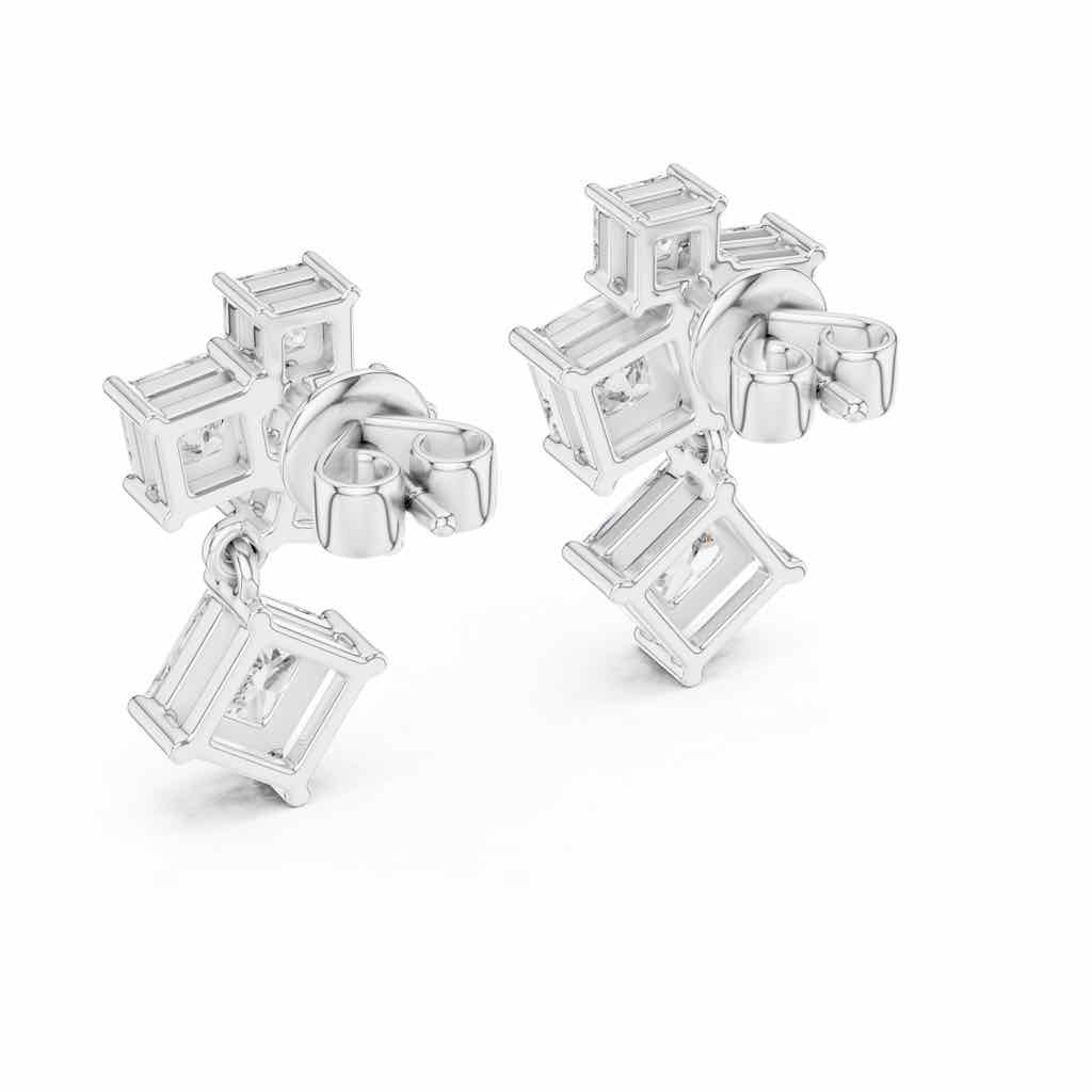 Graduated Princess-Cut Diamond Drop Earrings with Lab-Grown Diamonds