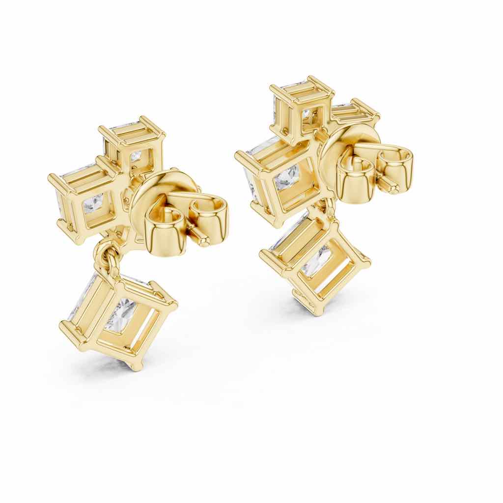Graduated Princess-Cut Diamond Drop Earrings with Lab-Grown Diamonds