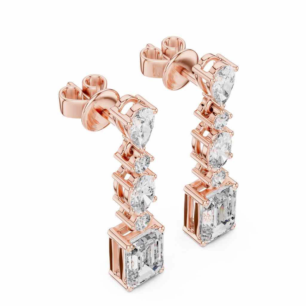Mixed-Cut Diamond Cascade Earrings with Lab-Grown Diamonds