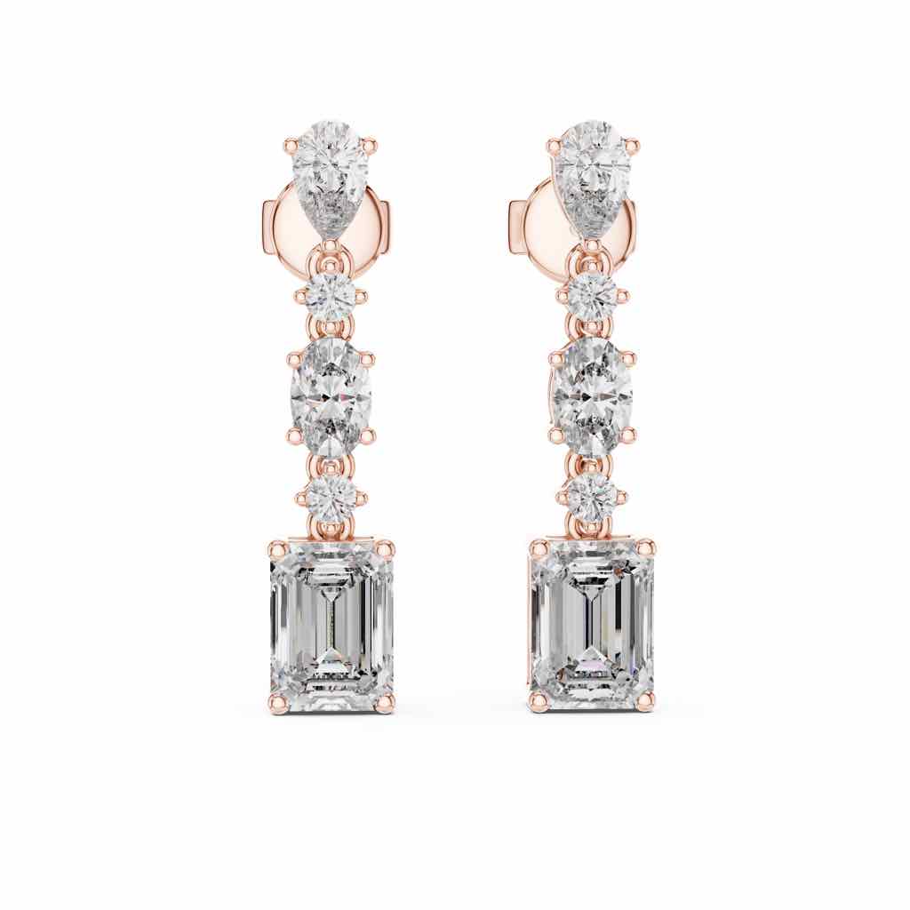 Mixed-Cut Diamond Cascade Earrings with Lab-Grown Diamonds