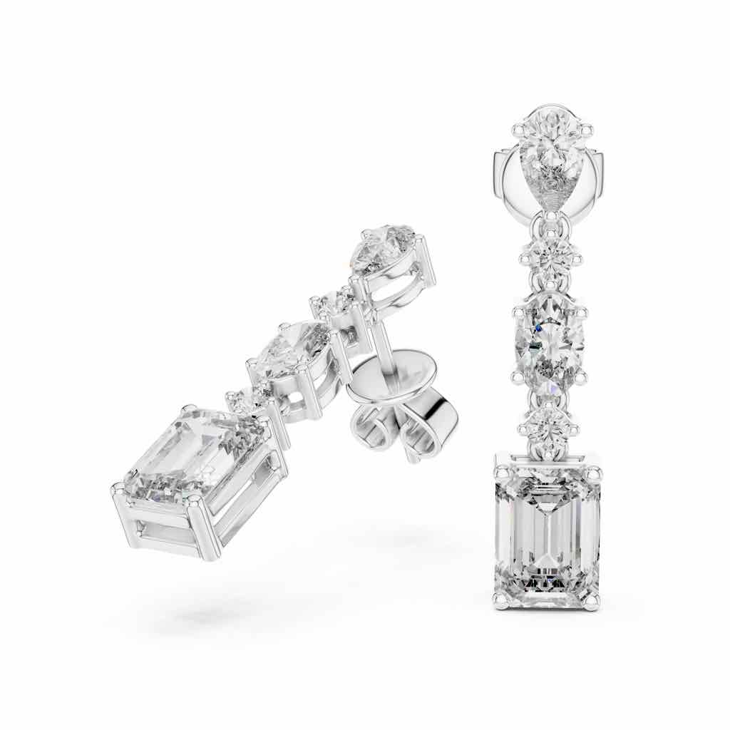Mixed-Cut Diamond Cascade Earrings with Lab-Grown Diamonds