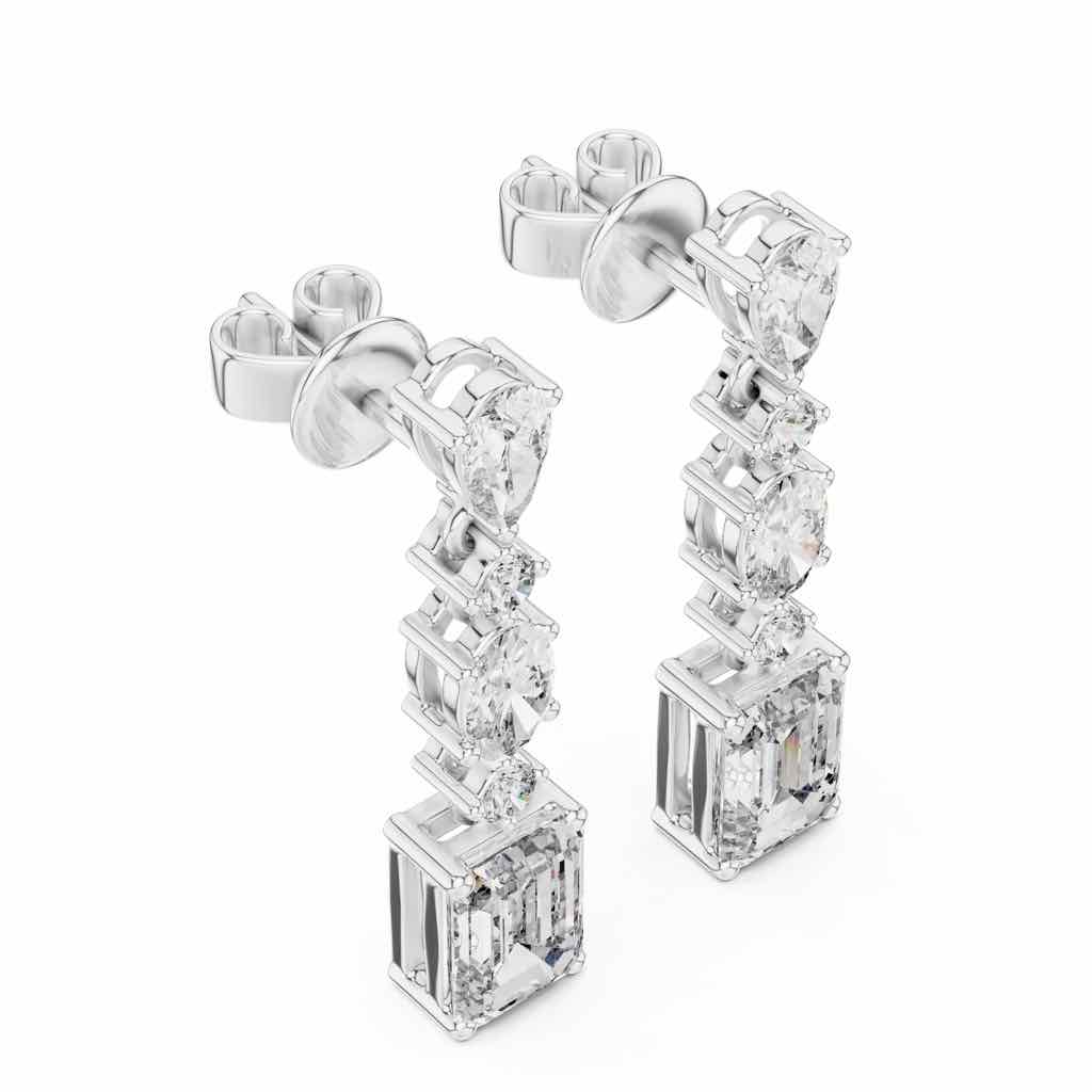 Mixed-Cut Diamond Cascade Earrings with Lab-Grown Diamonds