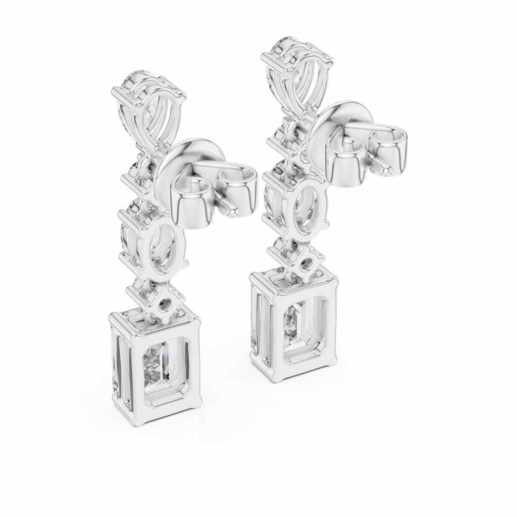 Mixed-Cut Diamond Cascade Earrings with Lab-Grown Diamonds