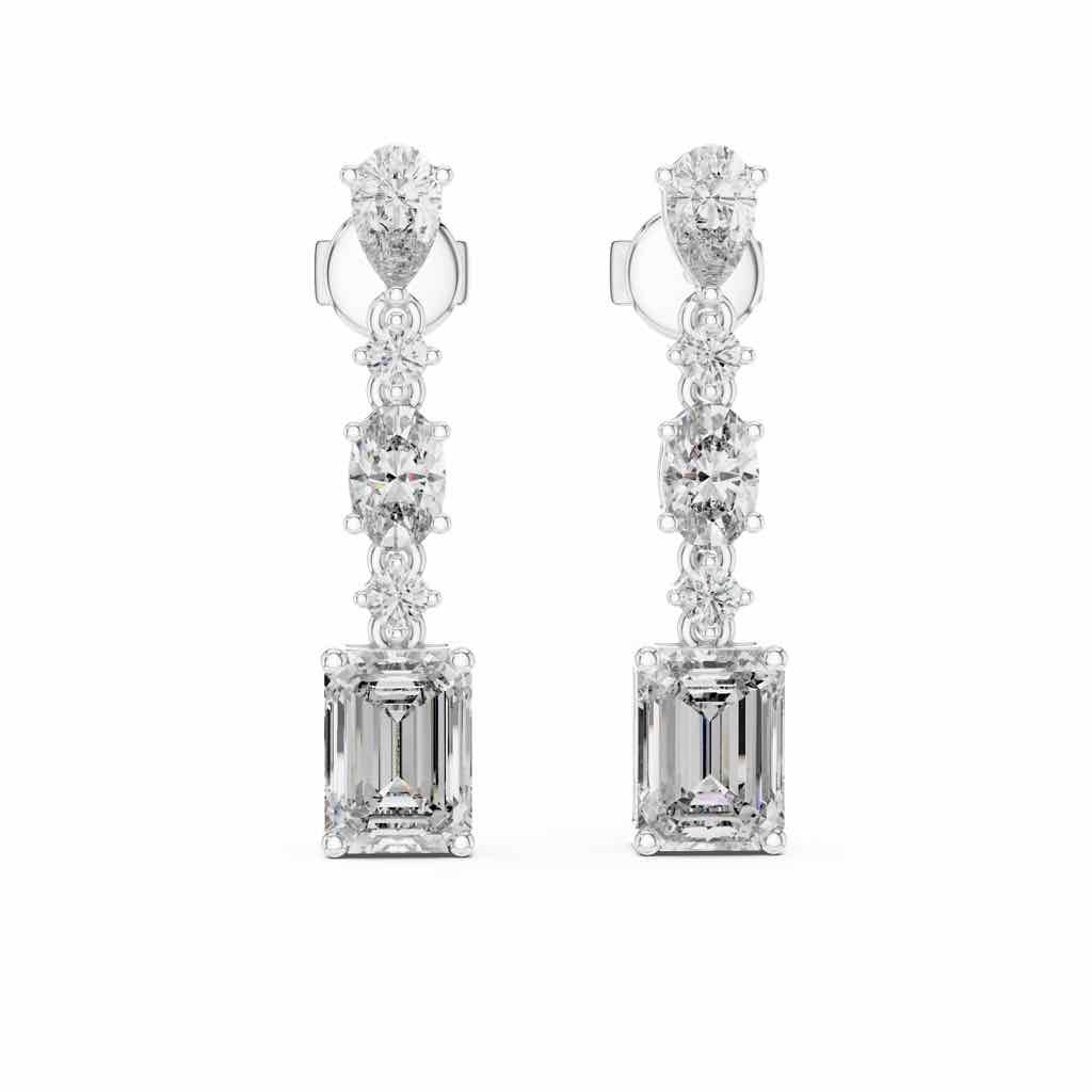 Mixed-Cut Diamond Cascade Earrings with Lab-Grown Diamonds