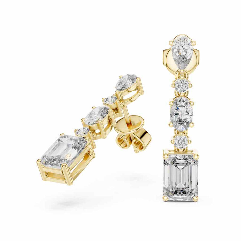 Mixed-Cut Diamond Cascade Earrings with Lab-Grown Diamonds