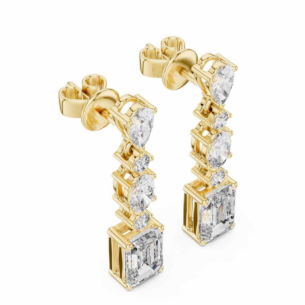 Mixed-Cut Diamond Cascade Earrings with Lab-Grown Diamonds