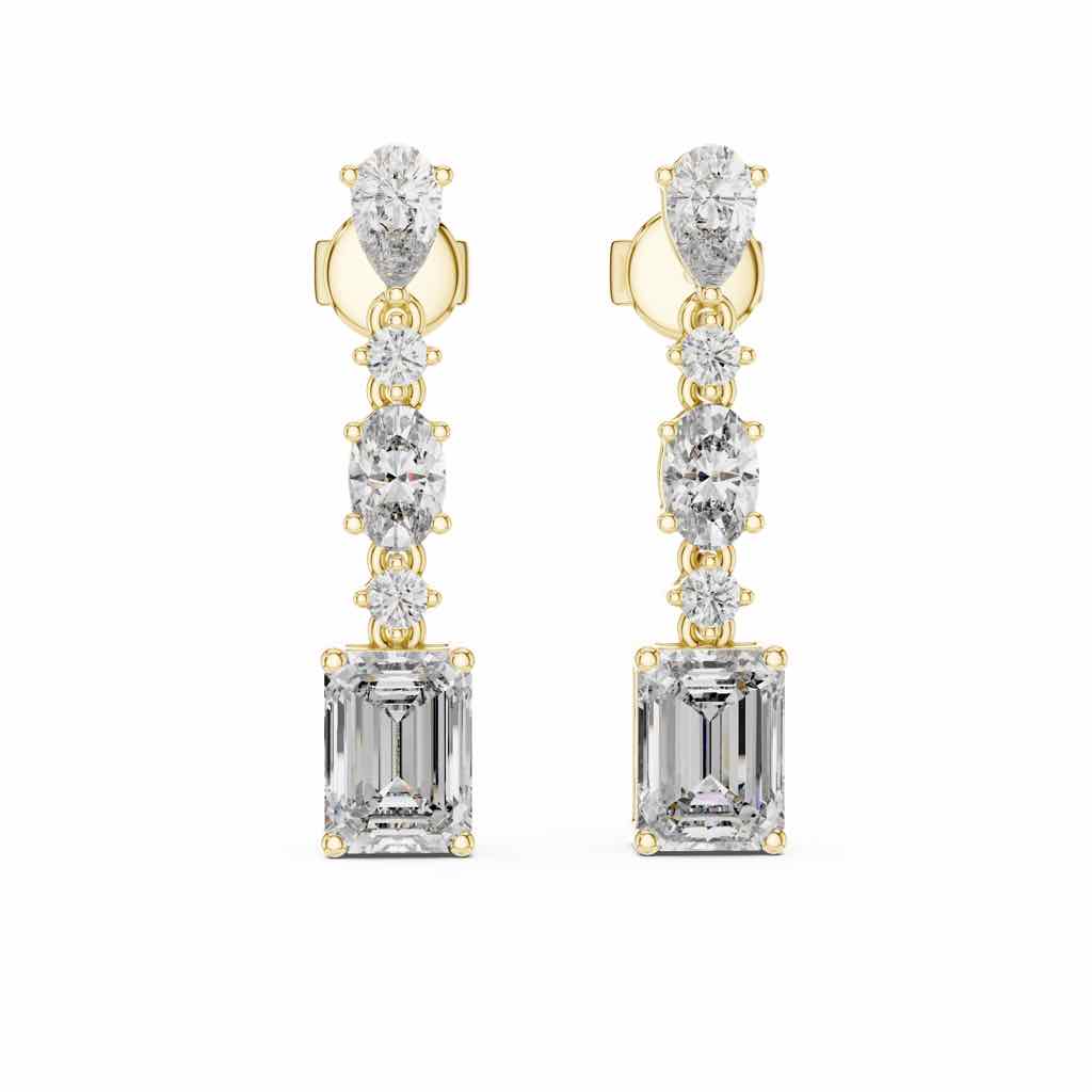 Mixed-Cut Diamond Cascade Earrings with Lab-Grown Diamonds