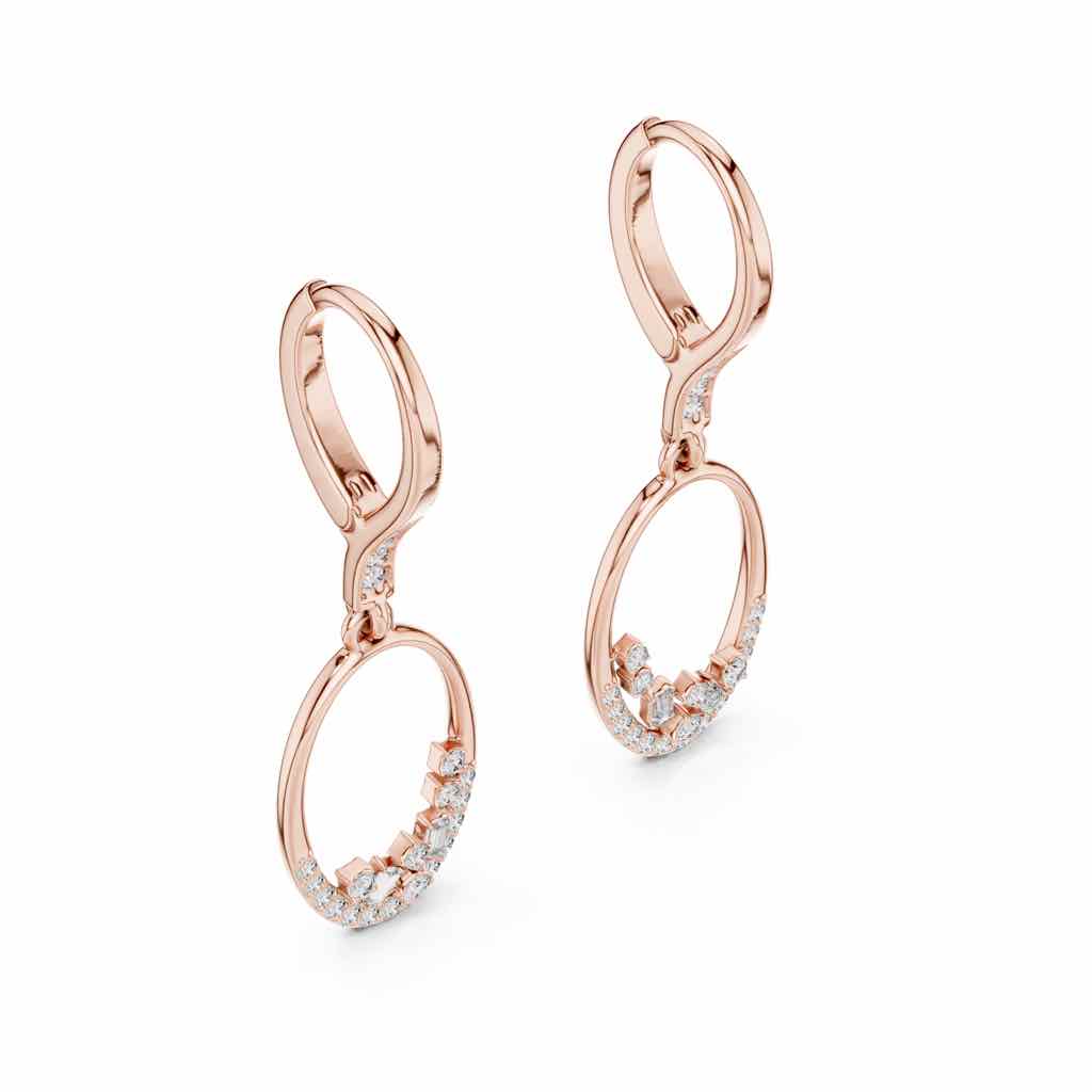 Oval Swing Diamond Drop Earrings with Lab-Grown Diamonds