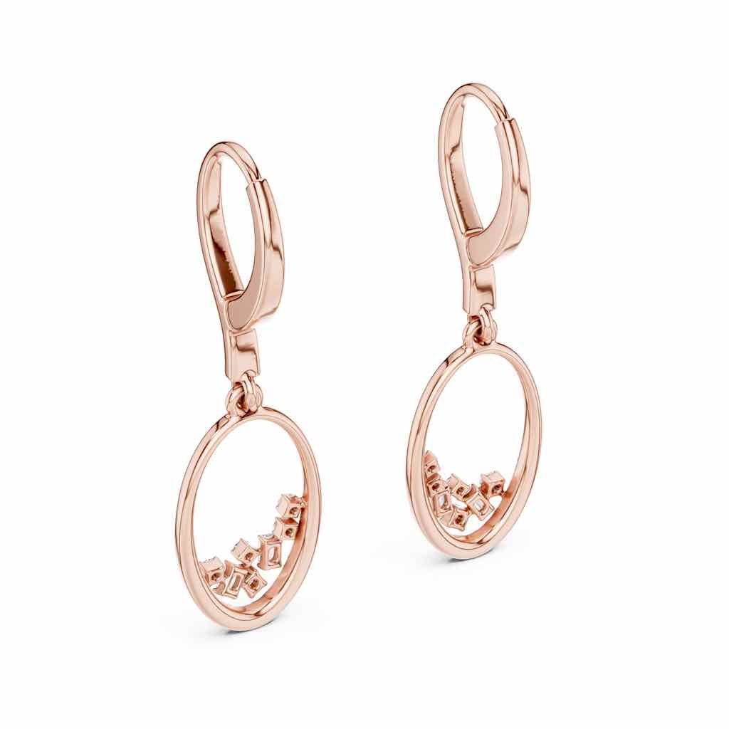 Oval Swing Diamond Drop Earrings with Lab-Grown Diamonds