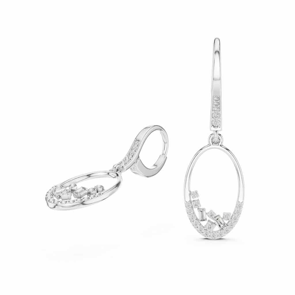 Oval Swing Diamond Drop Earrings with Lab-Grown Diamonds